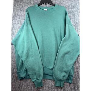 Vintage Jerzees Sweatshirt Mens 3X Green 90s Blank Crewneck Made In USA